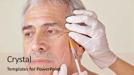  Presentation with old man - Cool new slide set with getting wrinkles treatment against crow backdrop and a coral colored foreground