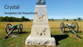  Presentation with battlefield - Audience pleasing presentation theme consisting of gettyburg - battlefield cannons and monument backdrop and a light blue colored foreground