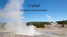  Presentation with yellowstone - PPT layouts having geyser eruption in the yellowstone background and a teal colored foreground