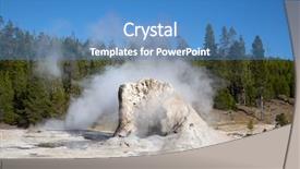  Presentation with yellowstone - Audience pleasing slide deck consisting of geyser eruption in the yellowstone backdrop and a teal colored foreground
