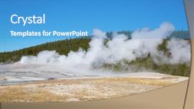  Presentation with yellowstone - PPT layouts featuring geyser eruption in the yellowstone background and a teal colored foreground