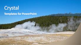 Presentation with natural park yellowstone - Audience pleasing PPT layouts consisting of geyser eruption in the yellowstone backdrop and a teal colored foreground