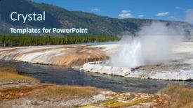  Presentation with yellowstone - Audience pleasing theme consisting of geyser-eruption-in-the-yellowstone backdrop and a ocean colored foreground