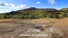  Presentation with area - Presentation design with geysir geothermal area in iceland europe background and a coral colored foreground