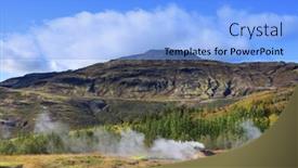  Presentation with geothermal - Audience pleasing presentation design consisting of geysir geothermal area in iceland europe backdrop and a light blue colored foreground