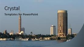  Presentation with nile river - Presentation theme with gezira island in the river background and a light blue colored foreground