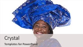  Presentation with african culture - Cool new PPT theme with ghana culture - senior african woman in traditional backdrop and a light gray colored foreground