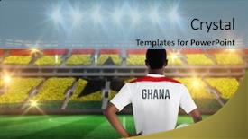  Presentation with football stadium - Presentation theme featuring ghana football player holding ball background and a light blue colored foreground