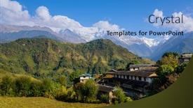  Presentation with nepal - Colorful presentation theme enhanced with ghandruk village and the annapurna south and the hiunchuli in the background nepal backdrop and a teal colored foreground