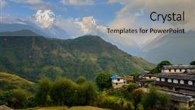  Presentation with nepal - Amazing slide set having ghandruk village with the annapurna backdrop and a light blue colored foreground