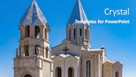  Presentation with armenia - Colorful presentation theme enhanced with shushi - ghazanchetsots cathedral shusha landmark backdrop and a teal colored foreground