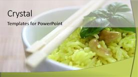 Presentation with chopstick - PPT theme enhanced with ghee - close up of a bowl background and a light gray colored foreground