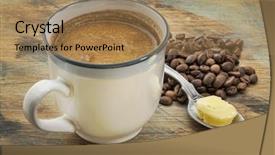  Presentation with ketogenic diet - PPT theme consisting of ghee - cup of fresh fatty coffee background and a coral colored foreground