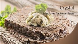  Presentation with herb - PPT theme consisting of ghee - wholegrain bread with herb butter background and a soft green colored foreground