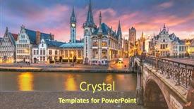  Presentation with belgium - Presentation theme consisting of ghent-belgium-old-town-cityscape background and a tawny brown colored foreground