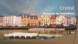  Presentation with belgium - Amazing presentation theme having ghent-belgium-old-town-cityscape backdrop and a seafoam green colored foreground