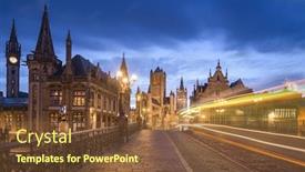  Presentation with belgium - Presentation theme consisting of ghent-belgium-old-town-cityscape background and a tawny brown colored foreground