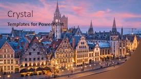  Presentation with belgium - Presentation theme having ghent-belgium-old-town-cityscape background and a  colored foreground