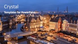  Presentation with belgium - PPT theme enhanced with ghent-belgium-old-town-cityscape background and a  colored foreground