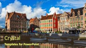  Presentation with canal - Slides enhanced with ghent-canal-graslei-and-hooiaard background and a tawny brown colored foreground