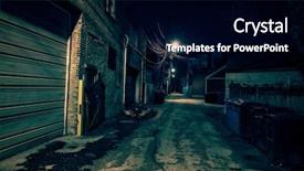  Presentation with city buildings - PPT theme enhanced with dark empty and scary urban background and a black colored foreground