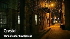  Presentation with city chicago - Cool new PPT theme with urban city alley at night backdrop and a black colored foreground