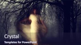  Presentation with foggy - Amazing PPT theme having ghost - woman in a very foggy backdrop and a wine colored foreground