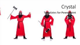  Presentation with costume - PPT layouts consisting of ghost characters - executioner in red costume background and a pink colored foreground