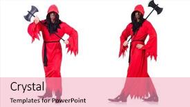  Presentation with costume - Beautiful slides featuring ghost characters - executioner in red costume backdrop and a coral colored foreground