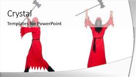  Presentation with costume - Amazing slides having ghost characters - executioner in red costume backdrop and a white colored foreground