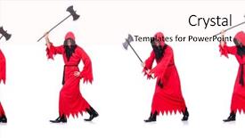  Presentation with costume - PPT theme with ghost characters - executioner in red costume background and a lemonade colored foreground