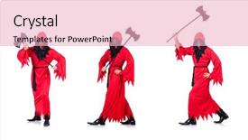  Presentation with white red employees - Slide deck featuring ghost characters - executioner in red costume background and a lemonade colored foreground