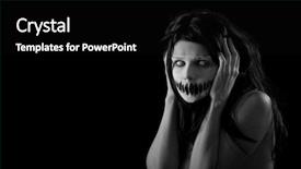  Presentation with scary halloween - Theme featuring ghost characters - halloween girl with scary mouth background and a black colored foreground