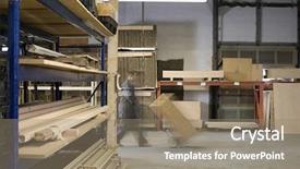  Presentation with warehouse - Amazing presentation theme having ghost characters - man pushing boxes in warehouse backdrop and a gray colored foreground