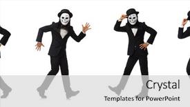  Presentation with scary - PPT theme consisting of ghost characters - man with scary mask isolated background and a light gray colored foreground