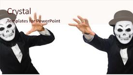  Presentation with scary - Amazing theme having ghost characters - man with scary mask isolated backdrop and a lemonade colored foreground