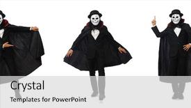  Presentation with scary lion - Beautiful presentation featuring ghost characters - man with scary mask isolated backdrop and a light gray colored foreground