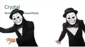  Presentation with ghost - Cool new presentation with ghost characters - man with scary mask isolated backdrop and a sky blue colored foreground