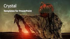  Presentation with scary devil nun for halloween - Beautiful presentation theme featuring ghost characters - portrait of a scary jack-lantern backdrop and a tawny brown colored foreground