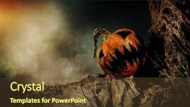  Presentation with ghost - Audience pleasing theme consisting of ghost characters - portrait of a scary jack-lantern backdrop and a tawny brown colored foreground