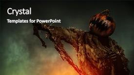  Presentation with ghost - PPT theme having ghost characters - portrait of a scary jack-lantern background and a black colored foreground