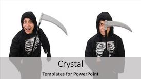  Presentation with ghost - Presentation having ghost characters - young man with scythe background and a light gray colored foreground