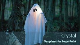  Presentation with dark forest - Presentation having ghost-in-a-dark-forest background and a ocean colored foreground