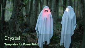  Presentation with dark forest - Audience pleasing presentation theme consisting of ghost-in-a-dark-forest backdrop and a wine colored foreground