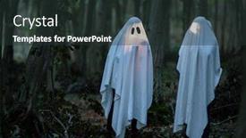  Presentation with dark forest - Presentation theme consisting of ghost-in-a-dark-forest background and a dark gray colored foreground