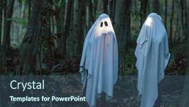  Presentation with dark forest - Beautiful PPT theme featuring ghost-in-a-dark-forest backdrop and a ocean colored foreground