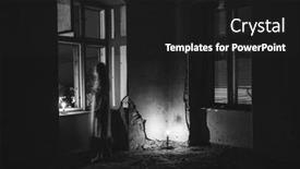  Presentation with ghost spirit - Presentation theme enhanced with ghost-in-abandoned-haunted-house background and a dark gray colored foreground