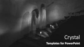  Presentation with ghost spirit - PPT theme with ghost-in-abandoned-haunted-house background and a black colored foreground