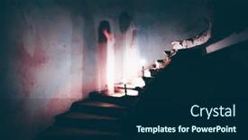  Presentation with ghost spirit - Presentation theme enhanced with ghost-in-abandoned-haunted-house background and a navy blue colored foreground