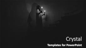  Presentation with ghost spirit - Slides with ghost-in-abandoned-haunted-house background and a black colored foreground